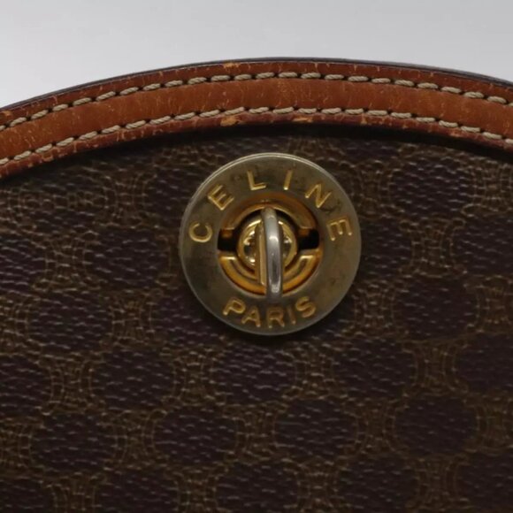 CELINE Macadam Canvas Shoulder Bag PVC Leather Brown Gold Auth BD091 - Picture 11 of 16